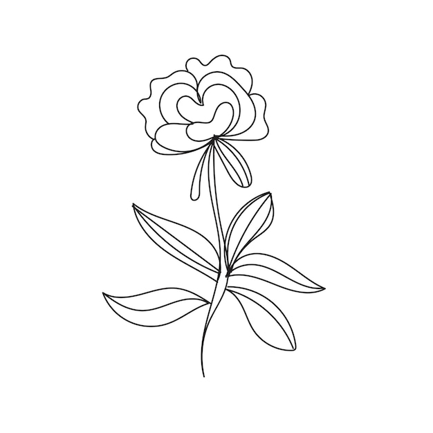 Vettore libero disegnato a mano con disegno piatto con contorni di fiori semplici