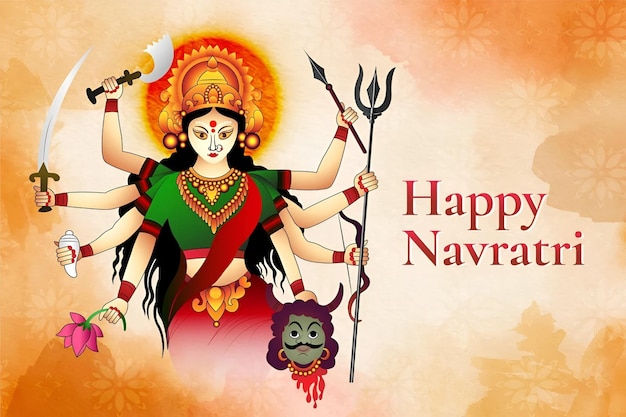 Vettore libero festa religiosa indù felice Navratri vetore di sfondo tradizionale