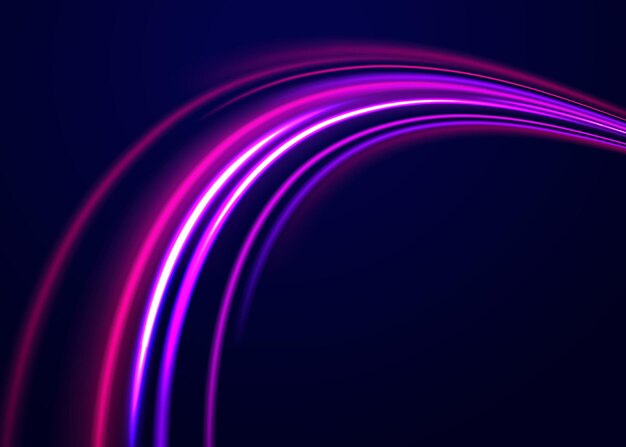 Vettore linee luminose effetto flusso d'aria traccia d'onda di luce traccia di fuoco traccia di linea luci di auto