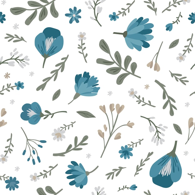 Vettore modello senza cuciture di fiori e foglie semplice illustrazione moderna