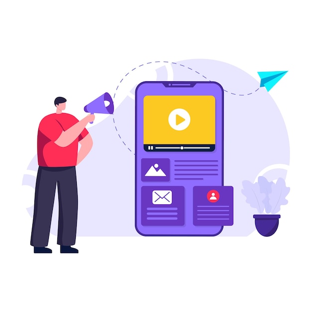 Vettore modificabile dell'illustrazione piana di marketing mobile