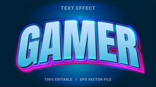 Vettore modificabile gradiente colore gamer disegno di effetti di testo