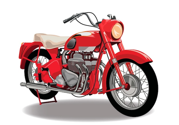 Vettore motociclistico classico rosso con isolato su sfondo bianco