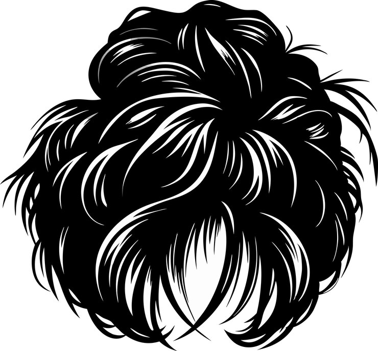 Vettore vettore nero con capelli disordinati