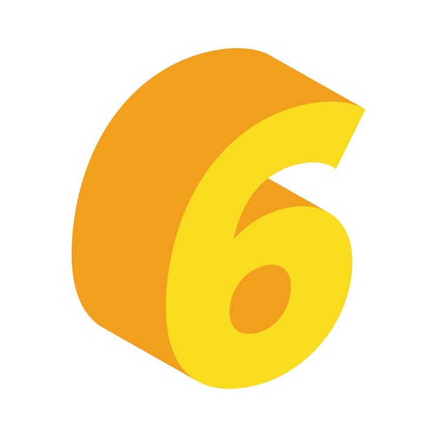 Vettore numero sei numero sei giallo lucido