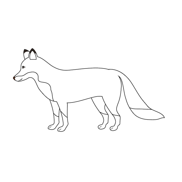 Vettore piatto a mano disegnato contorno volpe