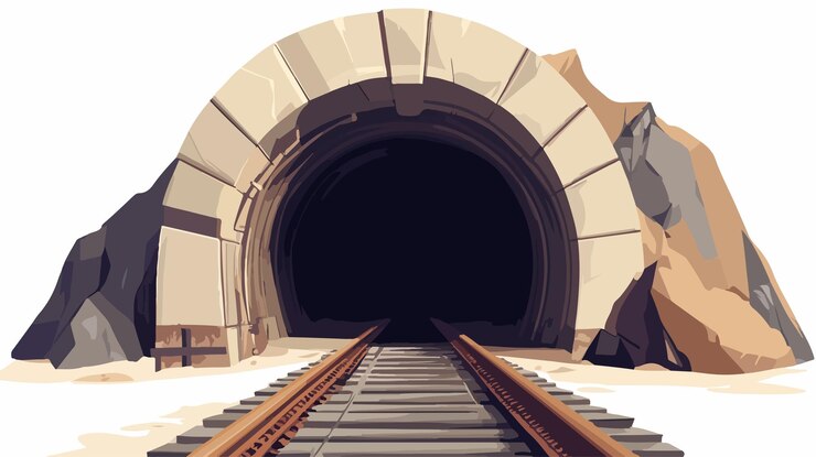 Vettore vettore piatto circolare del tunnel sotterraneo isolato su sfondo bianco