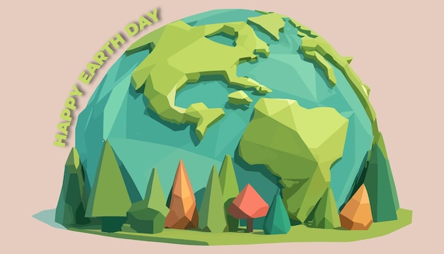 Vettore poligonale di Happy Earth Day