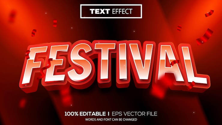Vettore premium a tema festival effetto testo modificabile 3D