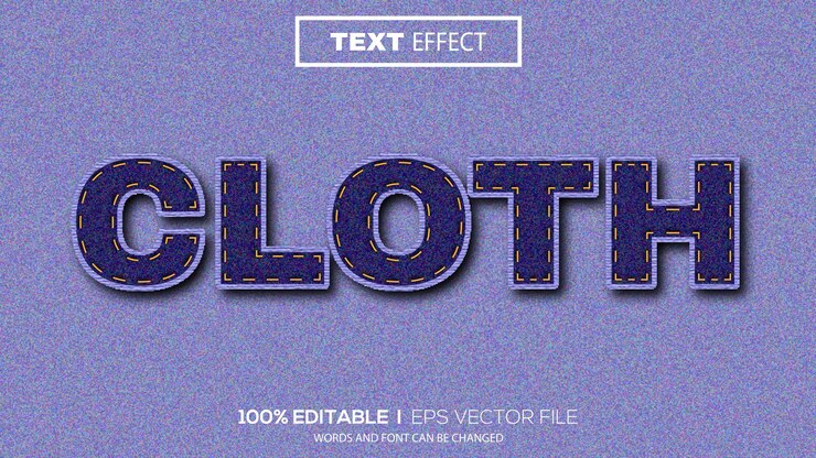 Vettore premium a tema tessuto effetto testo modificabile 3D