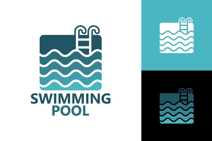 Vettore premium del modello di logo della piscina