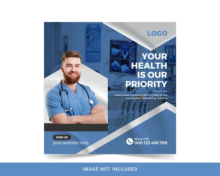 Vettore premium di banner web post amp di social media volantino sanitario medico Vettore Premium