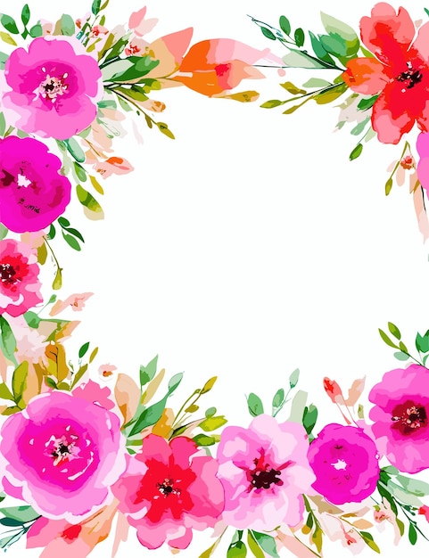 Vettore primavera rosa rosa acquerello sfondo floreale