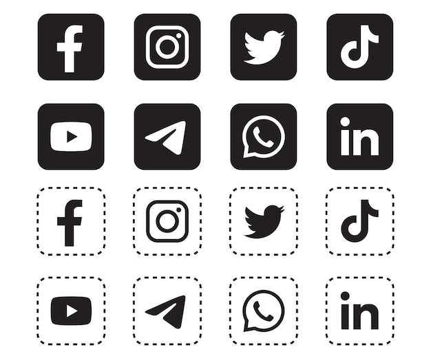 Vettore pulsanti social media liberi