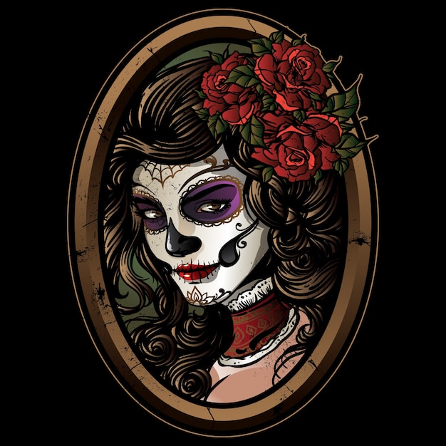 vettore ragazza sugarskull