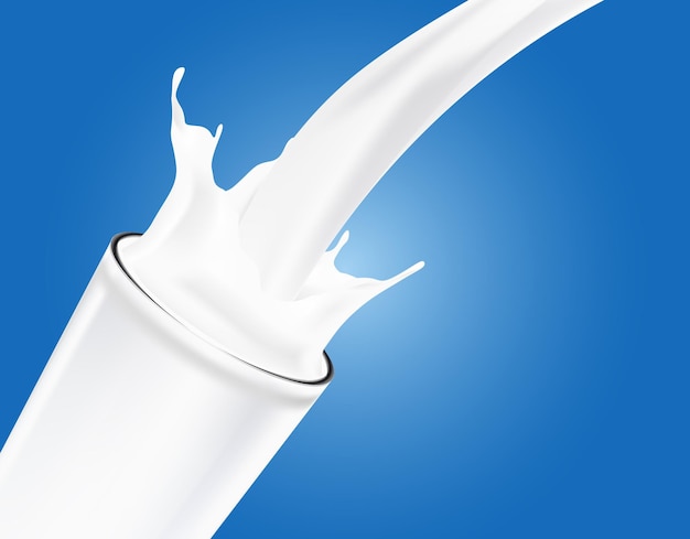 Vettore realistico Milk Splash con vetro Milk Splash