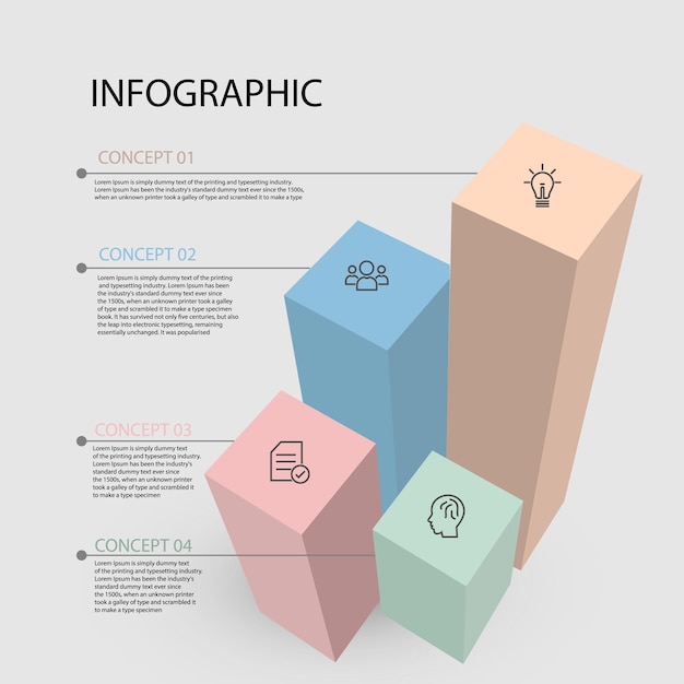 Vettore rettangolo infografico Modello Concetto di processo Passaggio per l'apprendimento della strategia o dell'istruzione