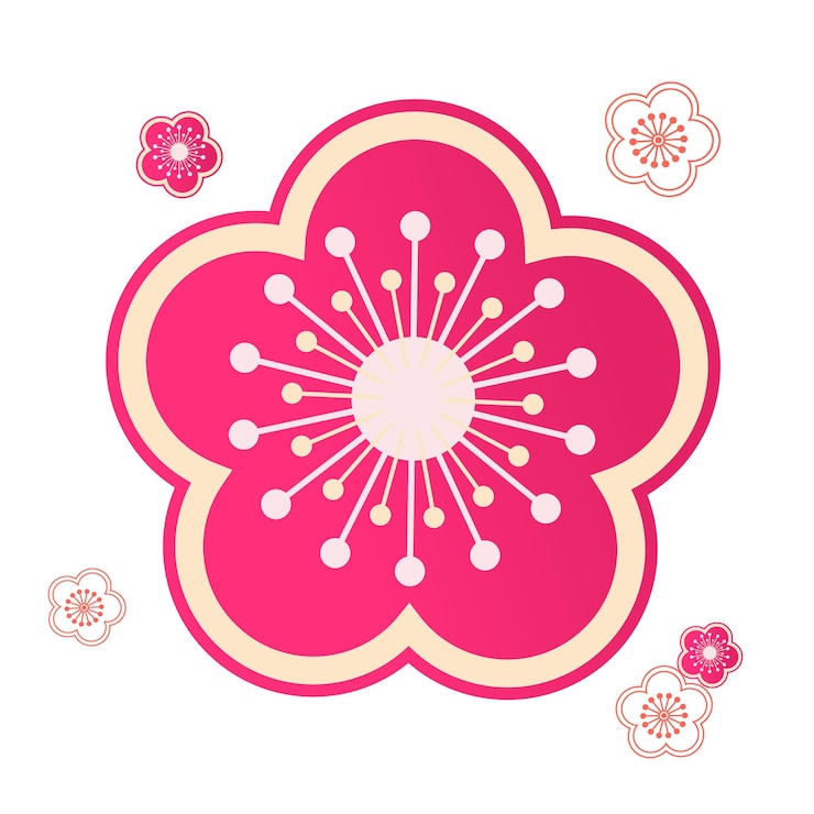 Vettore vettore rosa sakura fiore distintivo simbolo tradizionale cinese