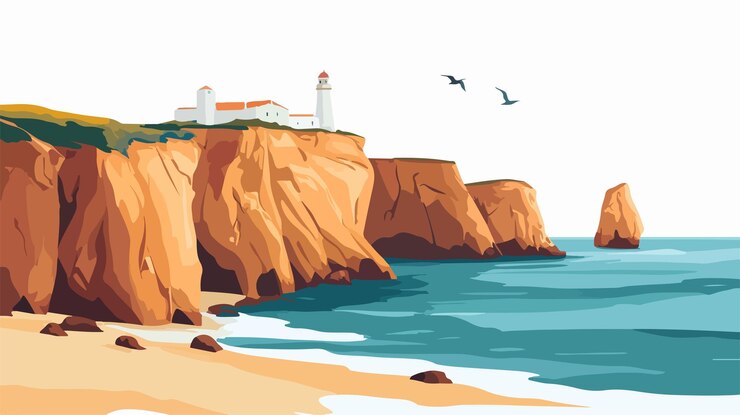 Vettore vettore sagres algarve 4k isolato su sfondo bianco