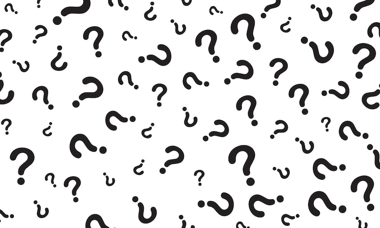 Vettore vettore segni d'interrogazione neri su sfondo bianco