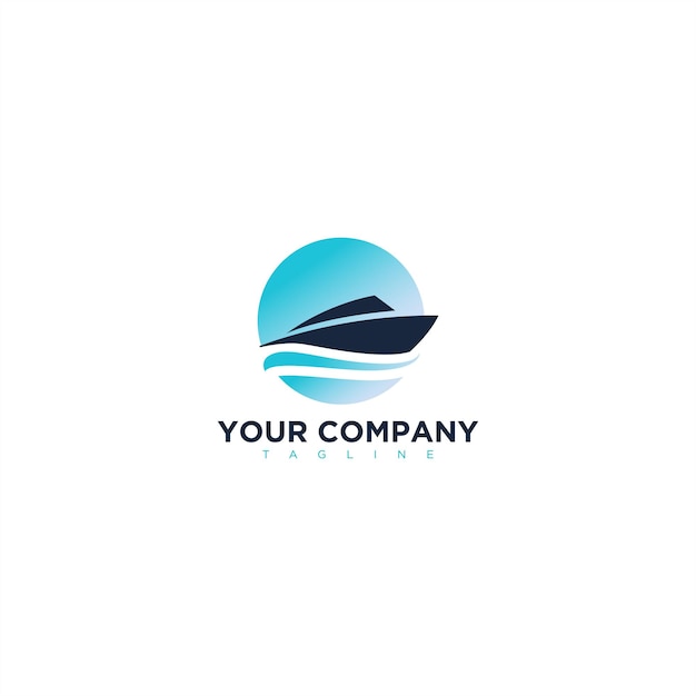 Vettore semplice del logo della nave e dell'onda