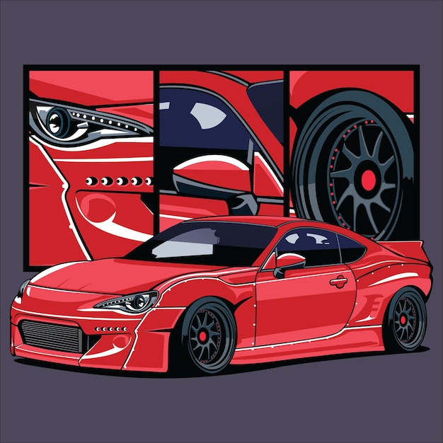 vettore sport auto rossa con dettagli