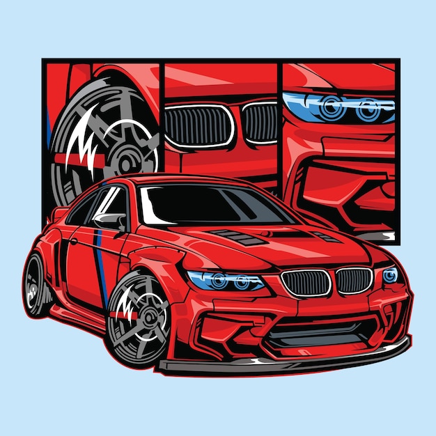 vettore sport auto rossa con dettagli