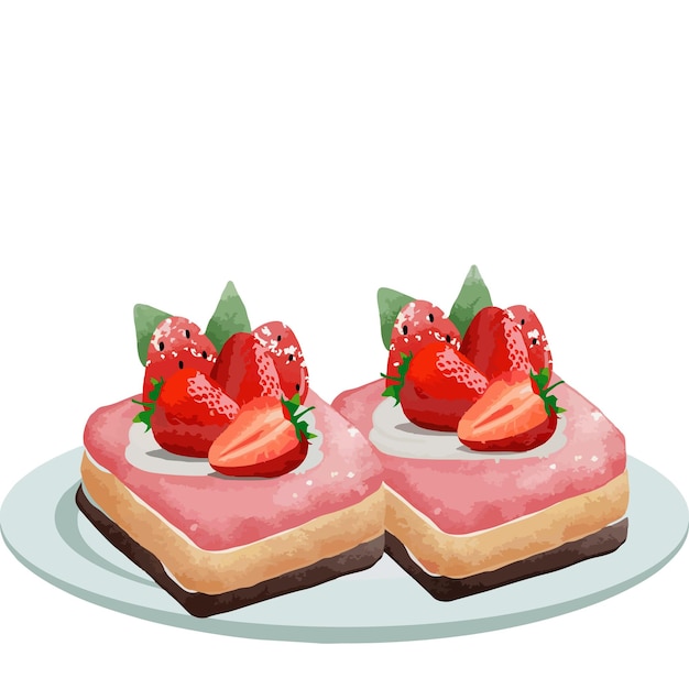 vettore torta su un piatto con le fragole