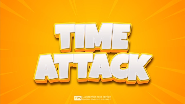 Vettore vettore testo 3d time attack font effetto testo modificabile