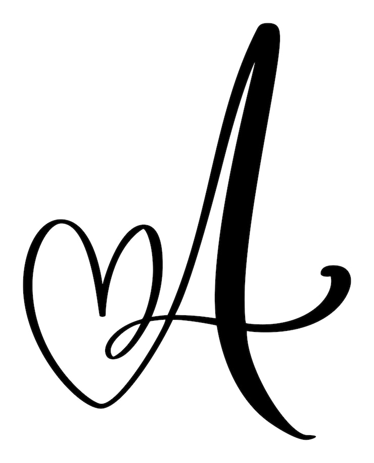 Vettore vettore vintage lettera cuore monogramma logo un elemento di calligrafia d'amore valentino fiorire