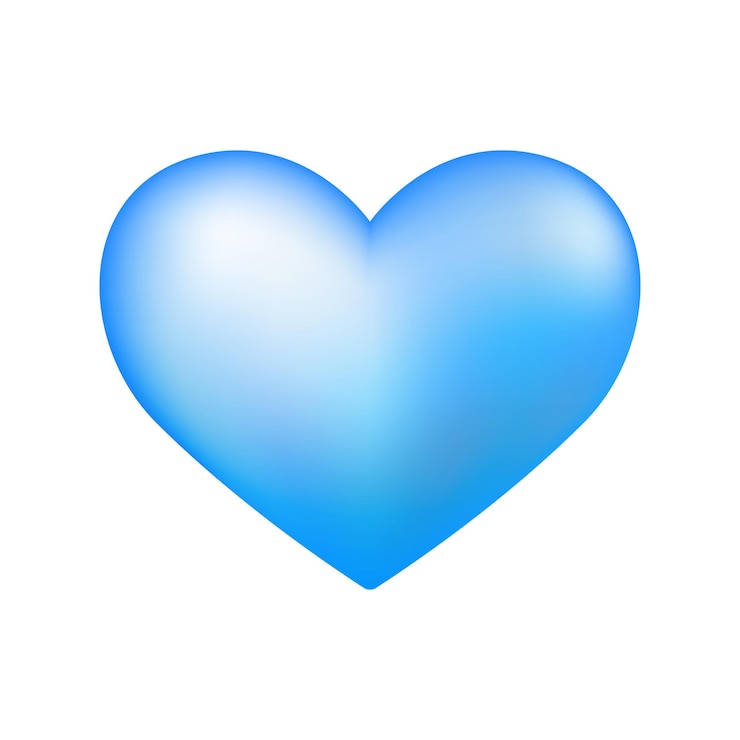 Vettore vettore volumetrico icona di cuore blu lucido per il giorno di san valentino