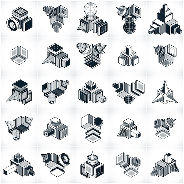 Vettori astratti, set di forme geometriche semplici 3D.