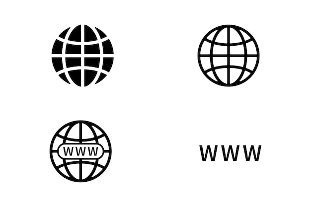 vettori piatti neri pulsanti url WWW impostate icone del sito web isolate su bianco