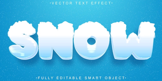 Vettorio di neve invernale Effetto di testo dell'oggetto intelligente completamente modificabile