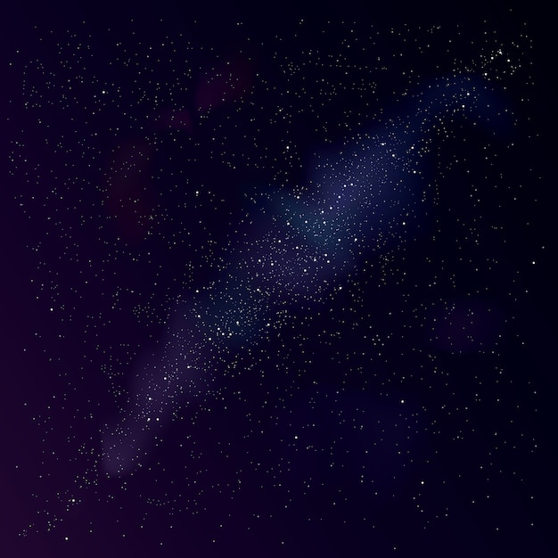 Via Lattea con gas stellare nei colori viola e blu. Via Lattea sullo sfondo stellato notturno.