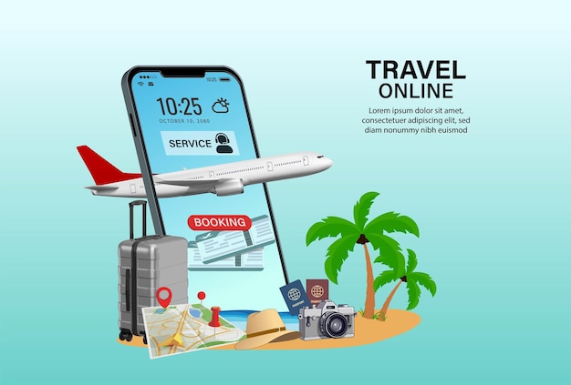 Viaggi online sullo smartphone Prenota un biglietto Pianificazione del viaggio Viaggi al mondo Attrezzature per i viaggi