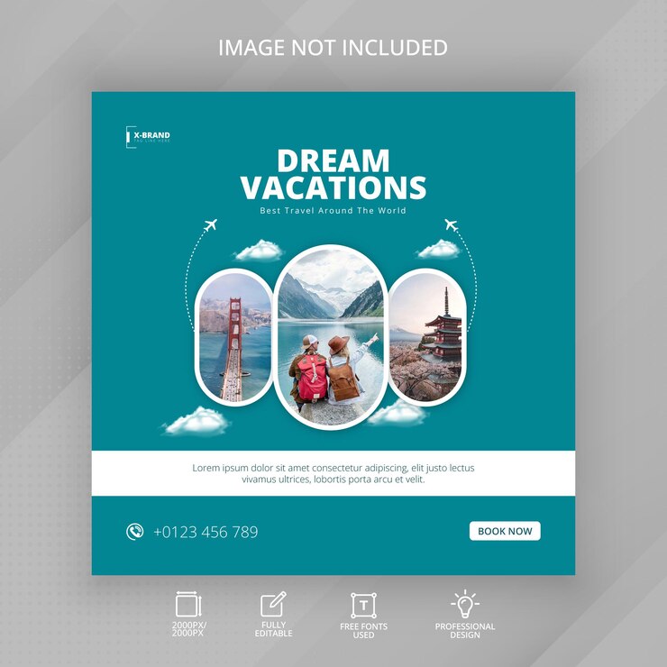 Viaggi Vacanze Vacanze Moderne Affari Piatto Social Media Instagram Post