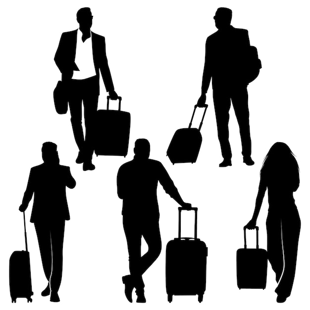 Viaggiare con silhouette di valigie illustrazione vettoriale