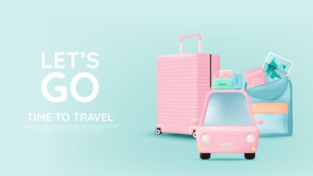 Viaggio in auto in giro per il mondo e colori pastello