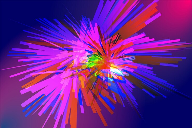 Vettore vibrant color burst sfondo astratto con fuochi d'artificio colorati un'esplosione colorata di linee