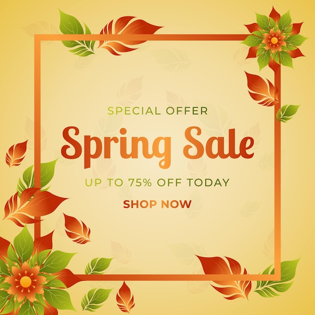 Vibrant Flower and Leaf Spring Sale Card Design per post sui social media