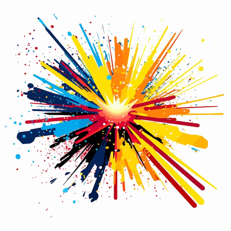 Vettore vibrant glitter blast pop art silhouette in colori