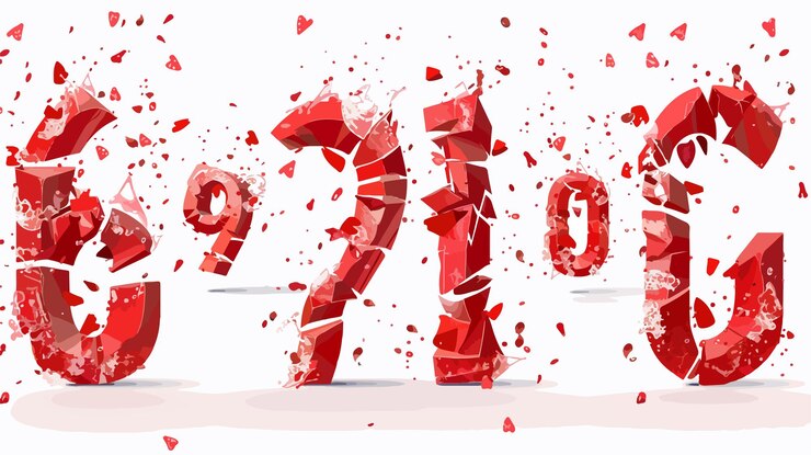 Vettore vibrante 3d realistico set di numeri rossi illustrazione vettoriale