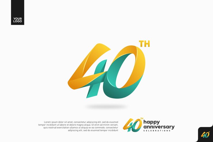 Vettore vibrante celebrazione del 40° anniversario con disegni colorati