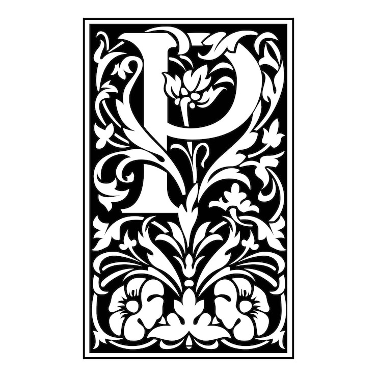 Vettore victoriana initial caps font capital letter p disegno vettoriale