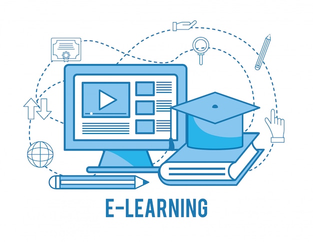 Video del sito Web del computer con il libro da studiare