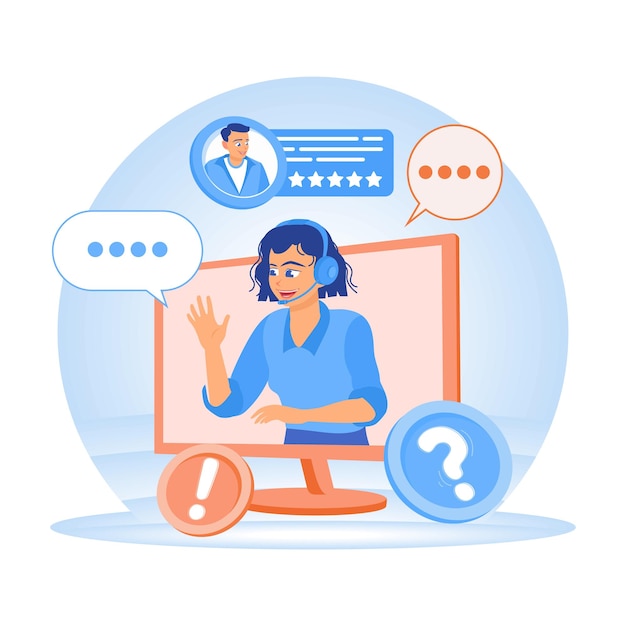 Videoconferenza con un rappresentante del servizio clienti con un cliente nel centro di assistenza