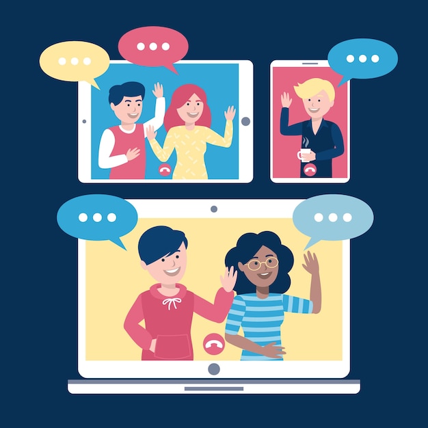 Videoconferenza online con gli amici