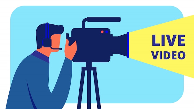 Videografo in cuffia realizza video in diretta