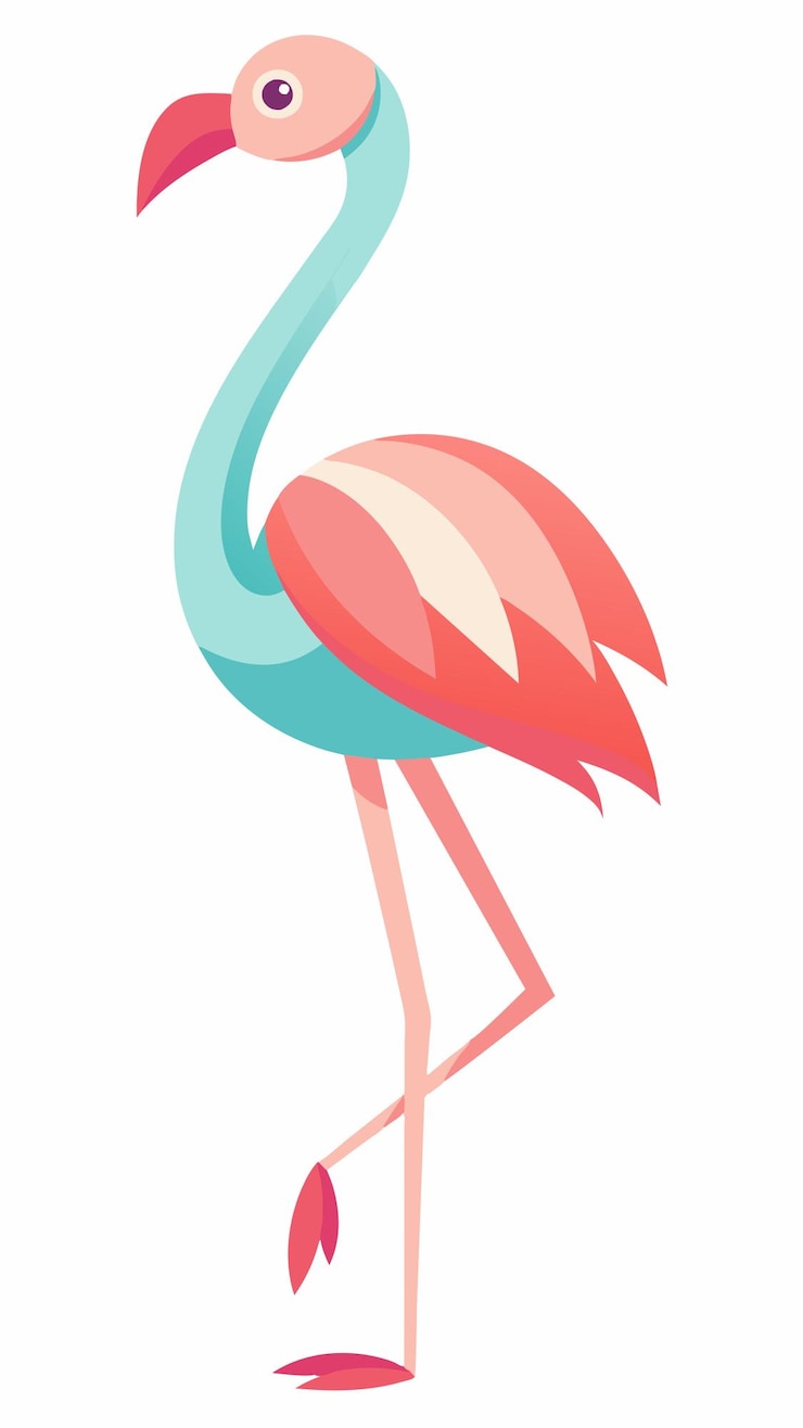 Vettore viene mostrato un flamingo colorato con un becco colorato